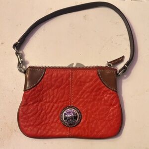 Dooney & Bourke Red and Brown Leather Clutch